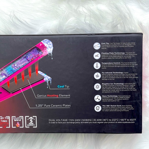 LAST 1‼️Royale Hair Straightener Royale Ceramic Flat iron Platinum genius PINK - Picture 4 of 6